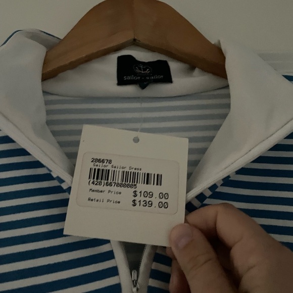 NWT Sailor-Sailor Britt 1/4 Zip Front Striped Sleeveless UPF 50+ Dress - Picture 4 of 7